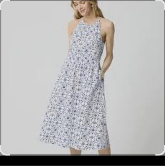 J.crew Elegant Blue Floral Halter Dress